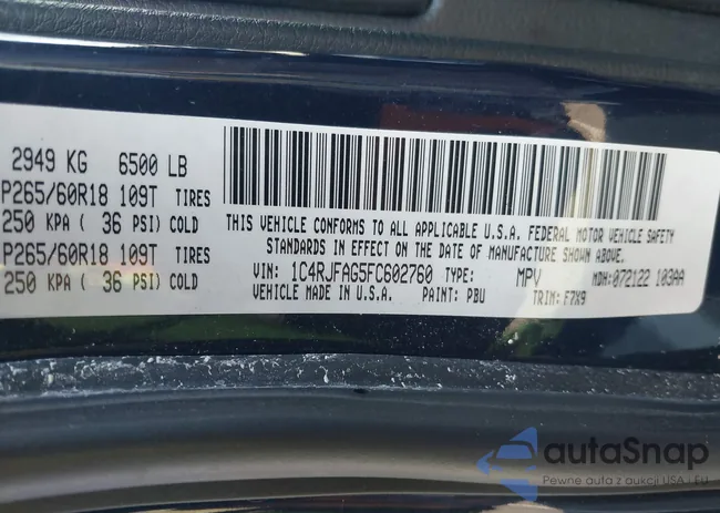 1C4RJFAG5FC602760: 43206715