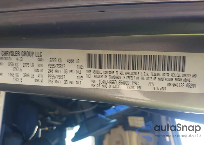 1C4AJWAG6DL654022: 43206738