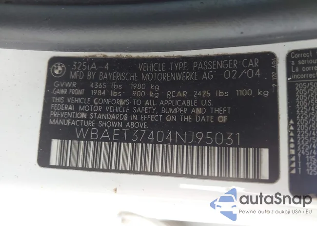 WBAET37404NJ95031: 43206772