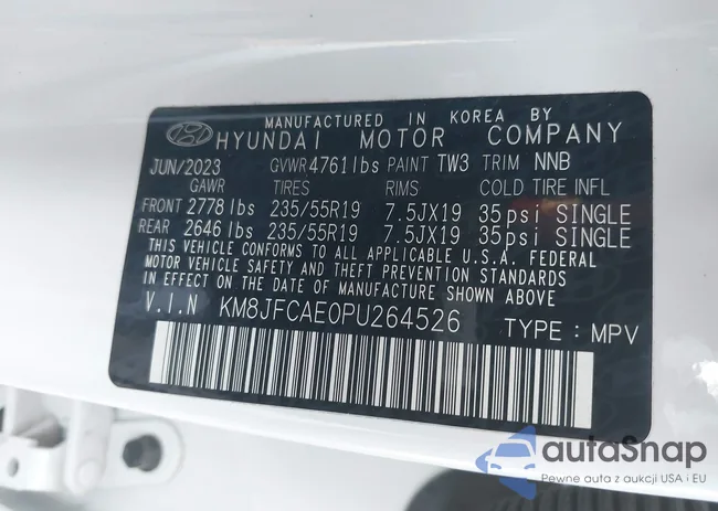 KM8JFCAE0PU264526: 43206889