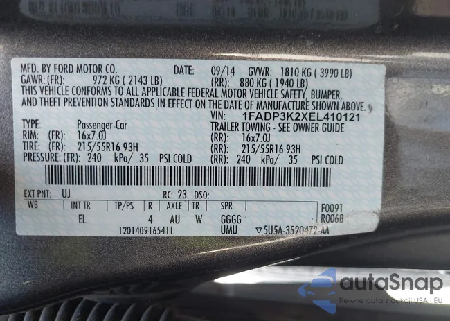 1FADP3K2XEL410121: 43207974