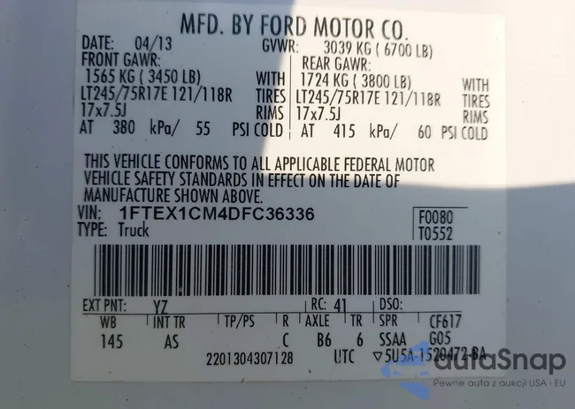 1FTEX1CM4DFC36336: 43208025