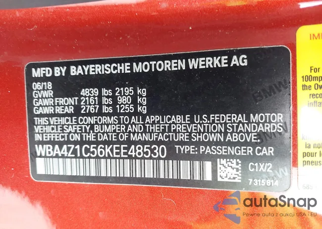 WBA4Z1C56KEE48530: 43208042
