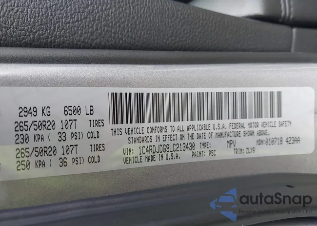 1C4RDJDG9LC213430: 43208236