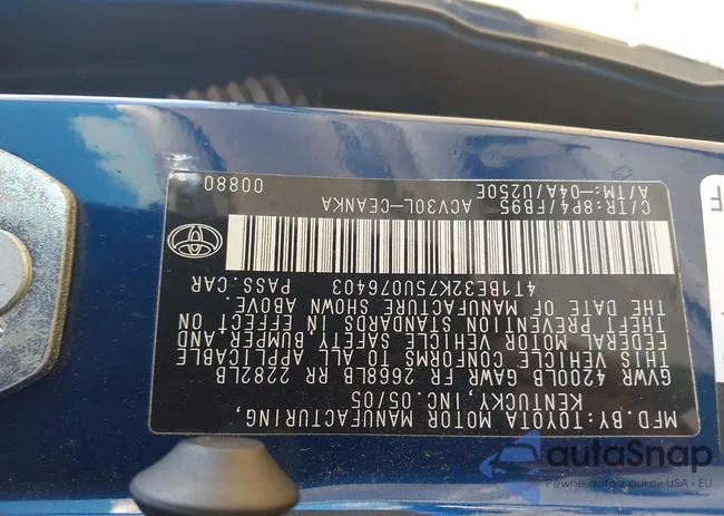 4T1BE32K75U076403: 43208327