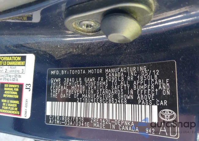 2T1BU4EE8CC863468: 43208354