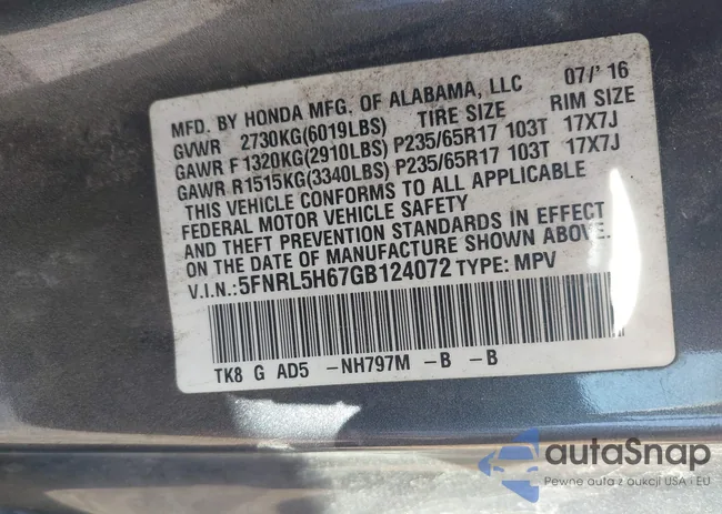 5FNRL5H67GB124072: 43208386