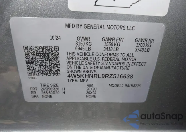 4W5KHNRL9RZ516638: 43208407