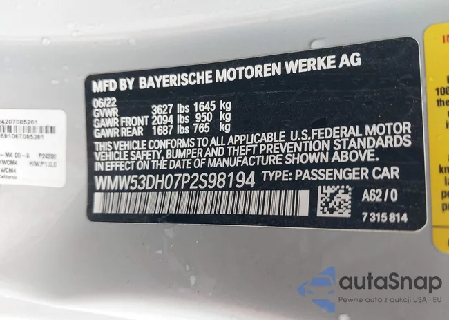 WMW53DH07P2S98194: 43207549
