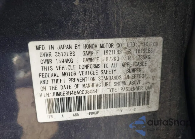 JHMGE8H48AC008044: 43207556