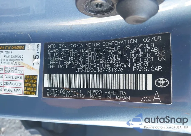 JTDKB20U487761876: 43207618