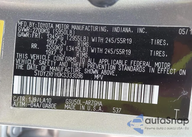 5TDYZRFH0KS333096: 43207683