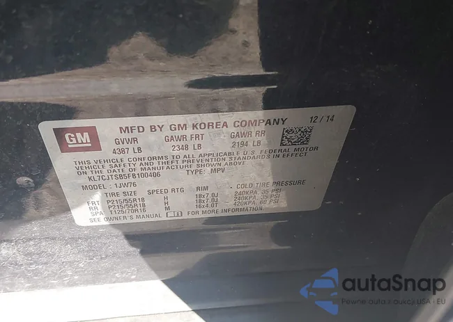 KL7CJTSB5FB100406: 43207687