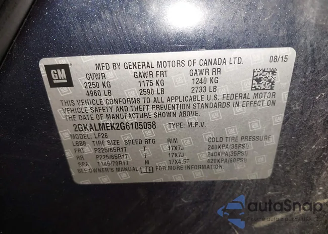 2GKALMEK2G6105058: 43207704