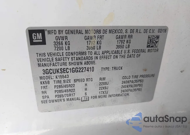 3GCUKSEC1GG227410: 43207752