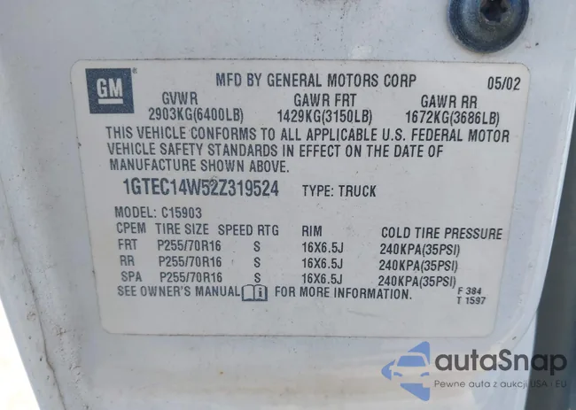 1GTEC14W52Z319524: 43207781