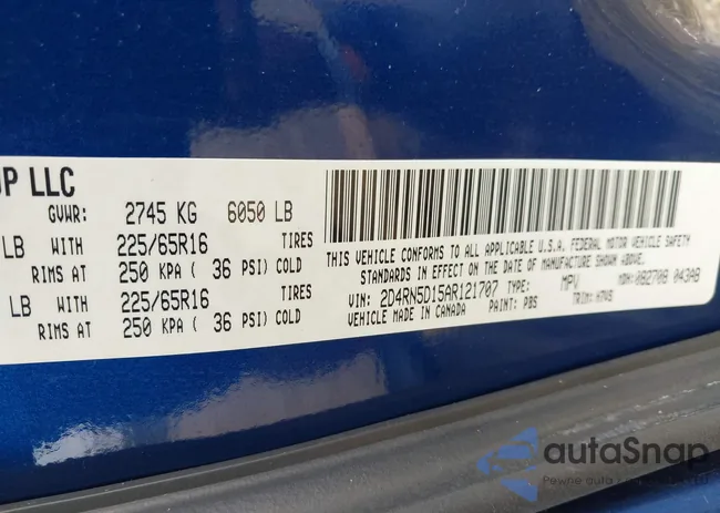 2D4RN5D15AR121707: 43207793