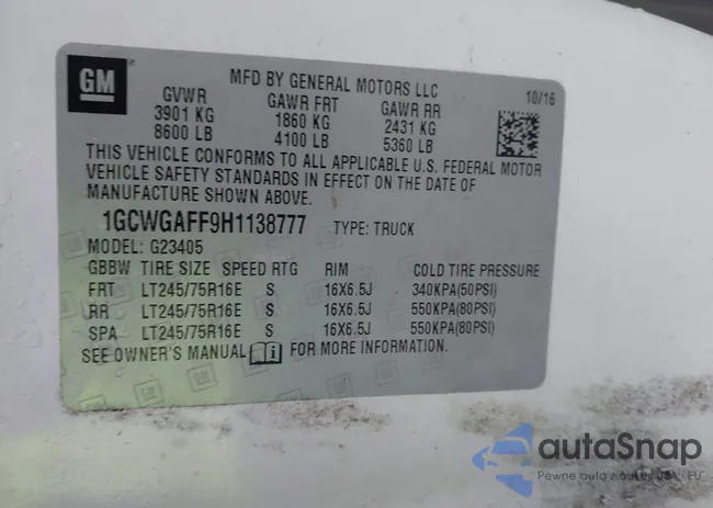 1GCWGAFF9H1138777: 43207928