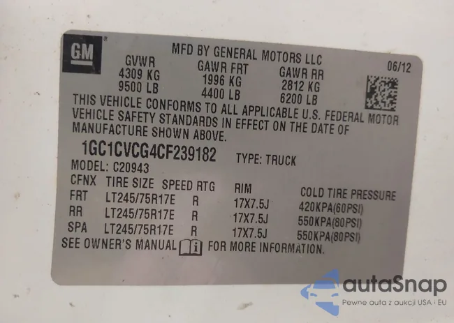 1GC1CVCG4CF239182: 43207943