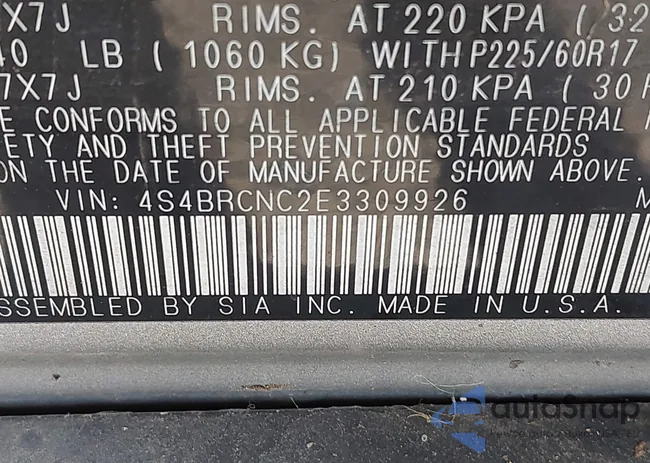 4S4BRCNC2E3309926: 43209143