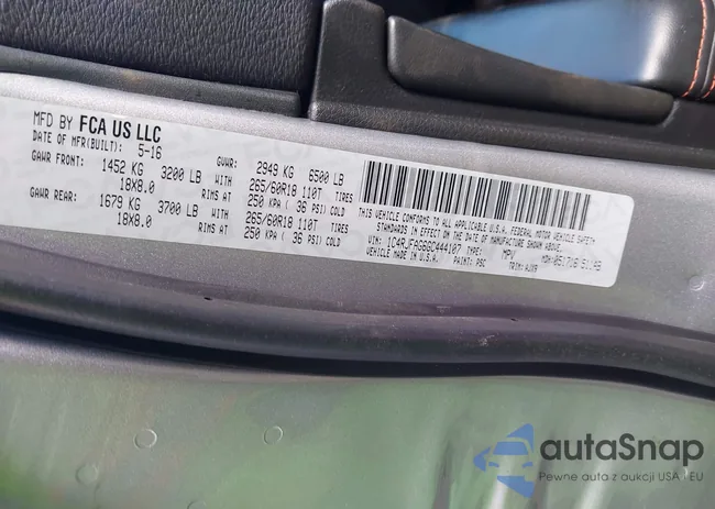 1C4RJFAG6GC444107: 43209164