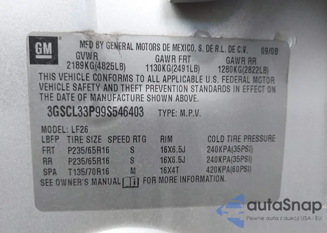 3GSCL33P99S546403: 43209167