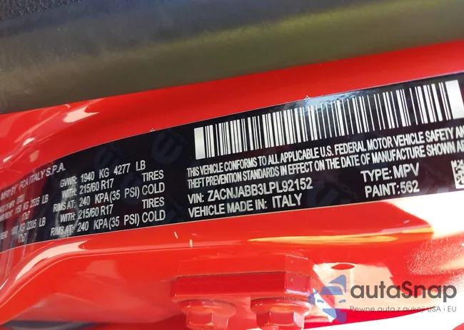 ZACNJABB3LPL92152: 43209274