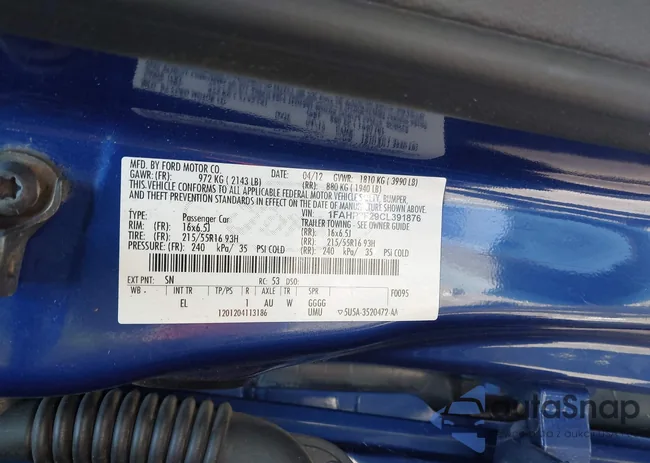 1FAHP3F29CL391876: 43209352