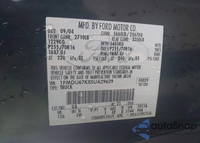 1FMDU67KX5UA29629: 43209364