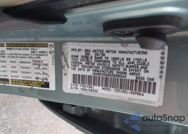 1NXBR32E66Z698040: 43209417