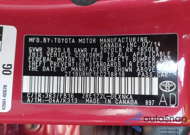 2T1BURHE1EC218818: 43209480