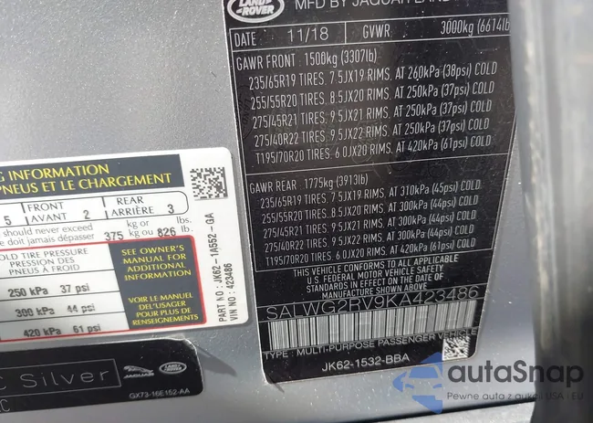 SALWG2RV9KA423486: 43209502