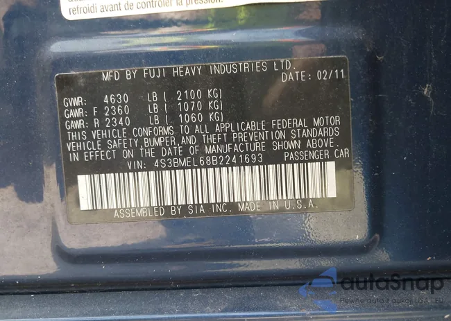 4S3BMEL68B2241693: 43208553