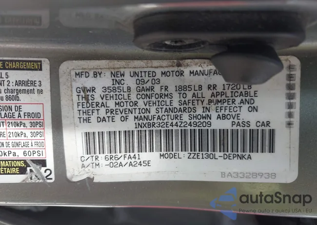 1NXBR32E44Z249209: 43208727