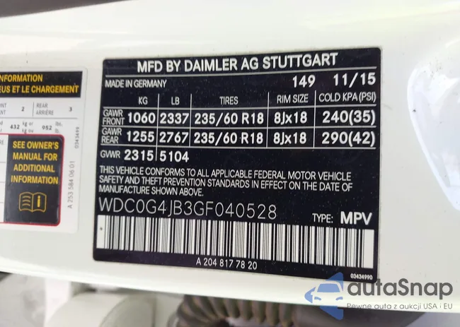 WDC0G4JB3GF040528: 43208729