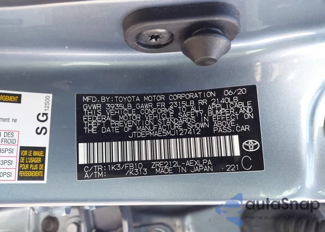 JTDEPMAE5MJ127412: 43208752