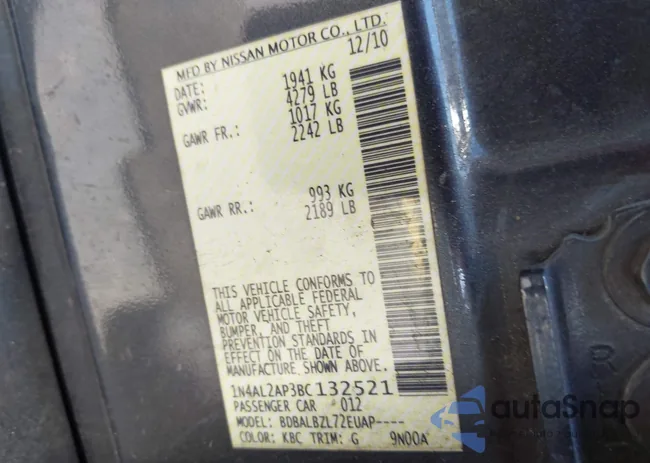 1N4AL2AP3BC132521: 43208771