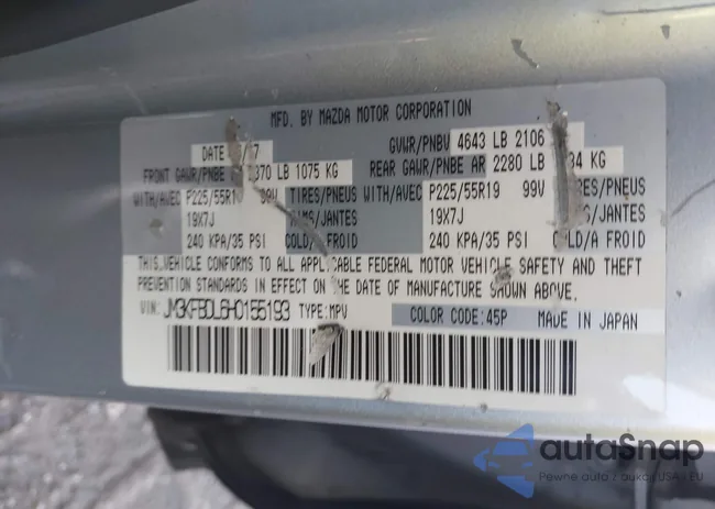 JM3KFBDL6H0155193: 43208787