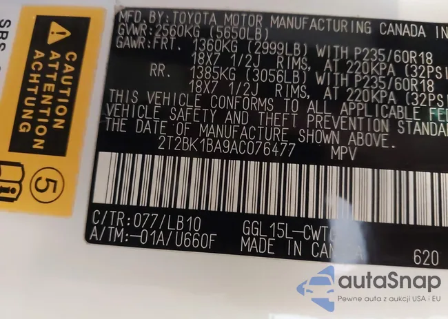 2T2BK1BA9AC076477: 43208879