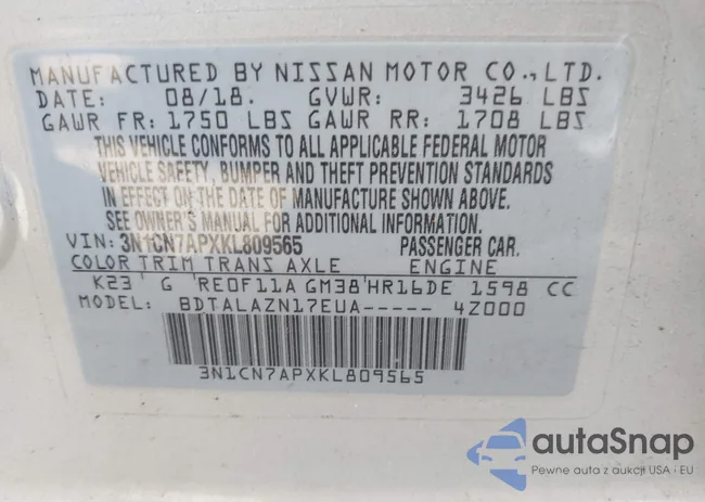 3N1CN7APXKL809565: 43208880