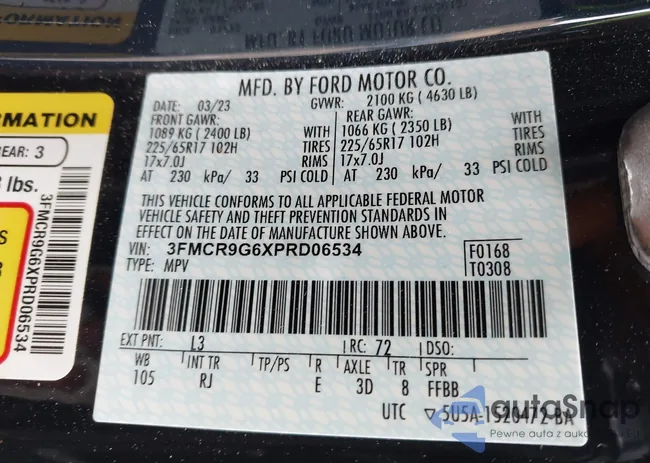 3FMCR9G6XPRD06534: 43210025