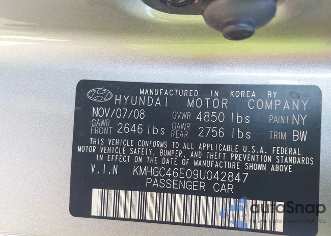 KMHGC46E09U042847: 43210089