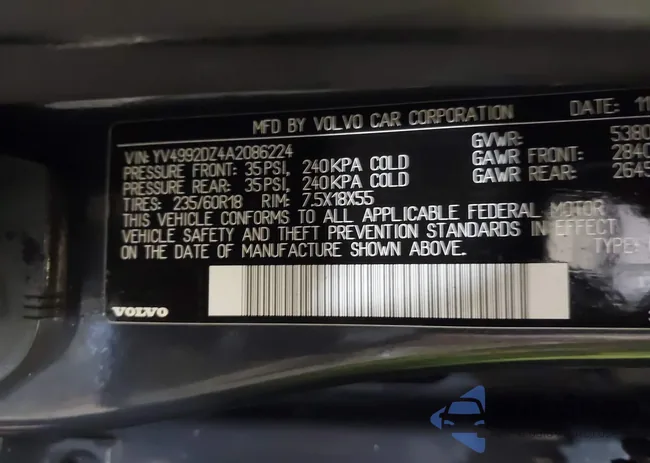 YV4992DZ4A2086224: 43210145