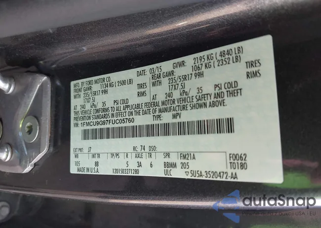 1FMCU9G97FUC05760: 43210160