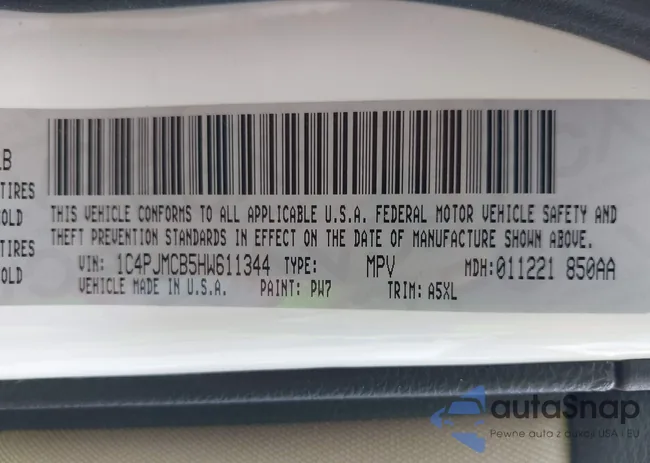 1C4PJMCB5HW611344: 43210194