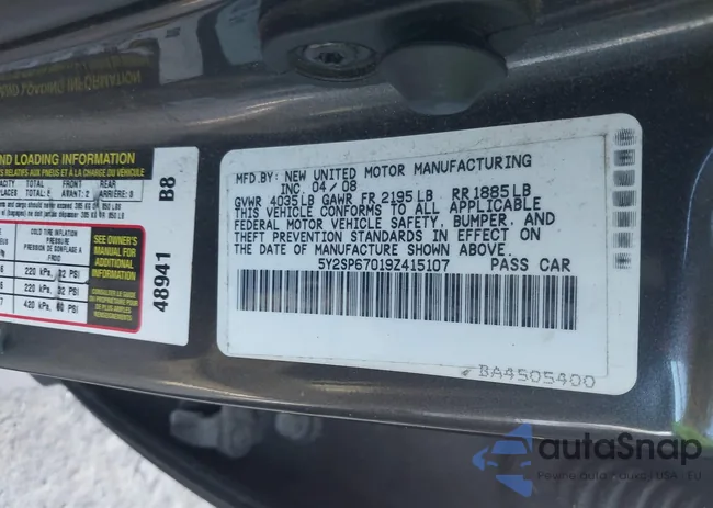 5Y2SP67019Z415107: 43210202