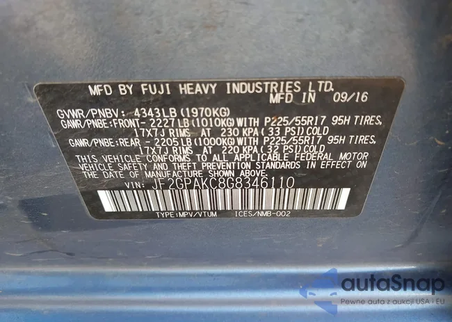 JF2GPAKC8G8346110: 43210222