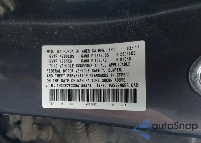 1HGCR2F3XHA188873: 43210290