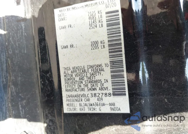 1N4AA6EV0LC382788: 43210329