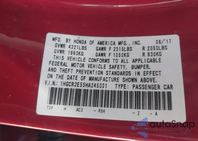 1HGCR2E55HA245001: 43210355